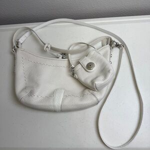 Brighton Bag Purse Leather Crossbody White Stitching with Mini bag